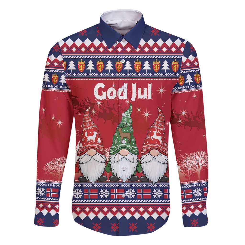 Norway Nisse Christmas Family Matching Short Sleeve Bodycon Dress and Hawaiian Shirt God Jul Norwegian Christmas Pattern - Wonder Print Shop