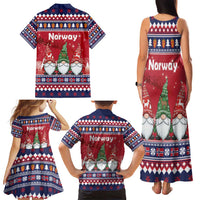 Norway Nisse Christmas Family Matching Tank Maxi Dress and Hawaiian Shirt God Jul Norwegian Christmas Pattern - Wonder Print Shop