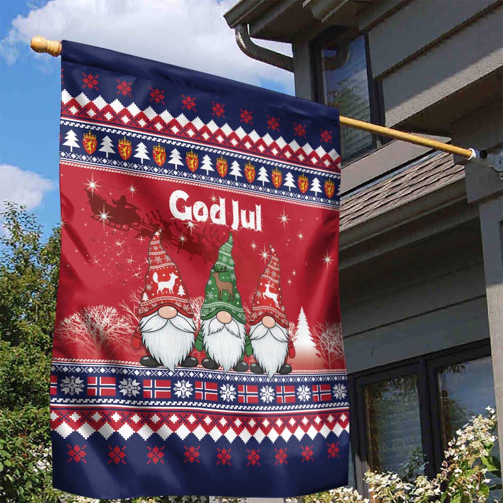 Norway Nisse Christmas Garden Flag God Jul Norwegian Christmas Pattern - Wonder Print Shop