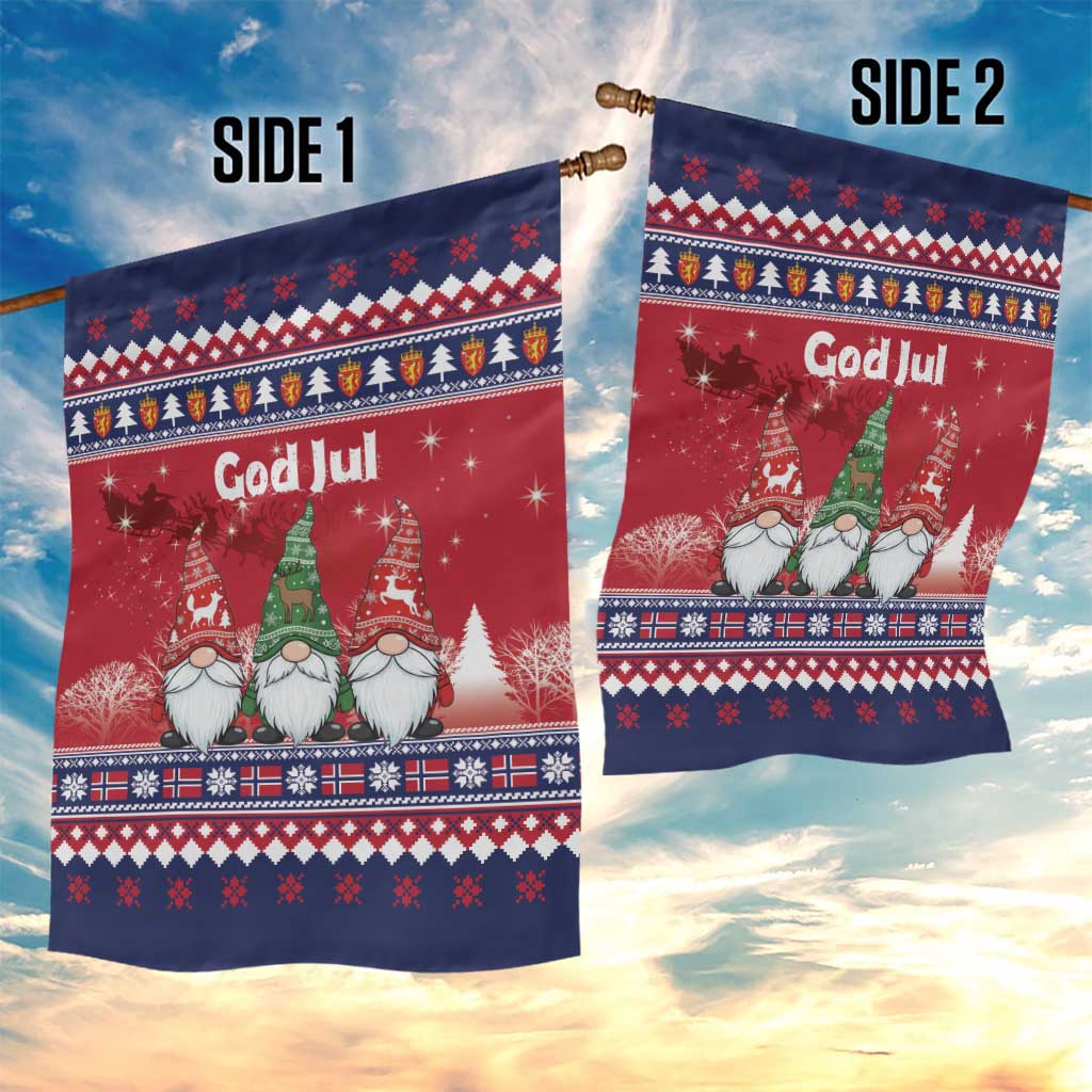 Norway Nisse Christmas Garden Flag God Jul Norwegian Christmas Pattern - Wonder Print Shop