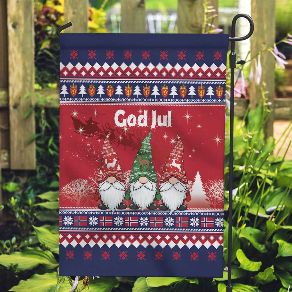 Norway Nisse Christmas Garden Flag God Jul Norwegian Christmas Pattern - Wonder Print Shop
