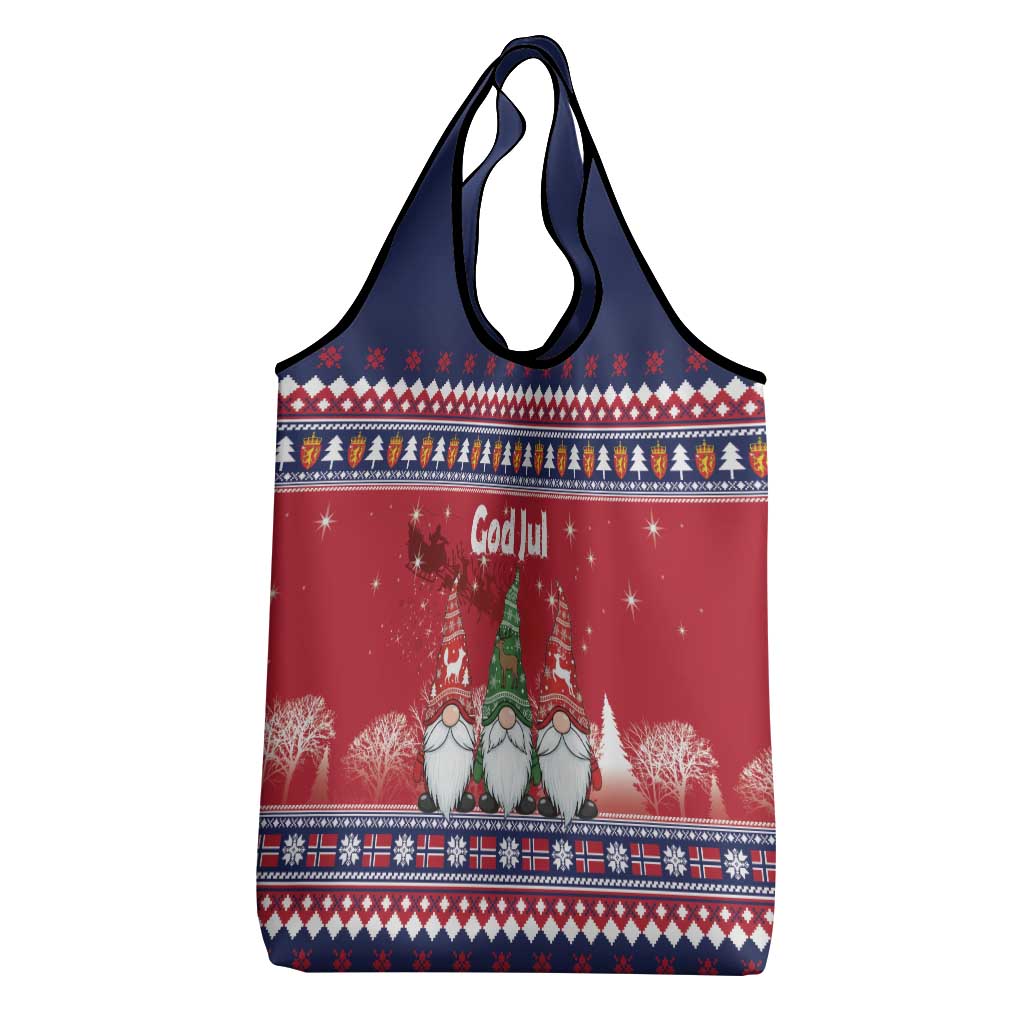 Norway Nisse Christmas Grocery Bag God Jul Norwegian Christmas Pattern - Wonder Print Shop