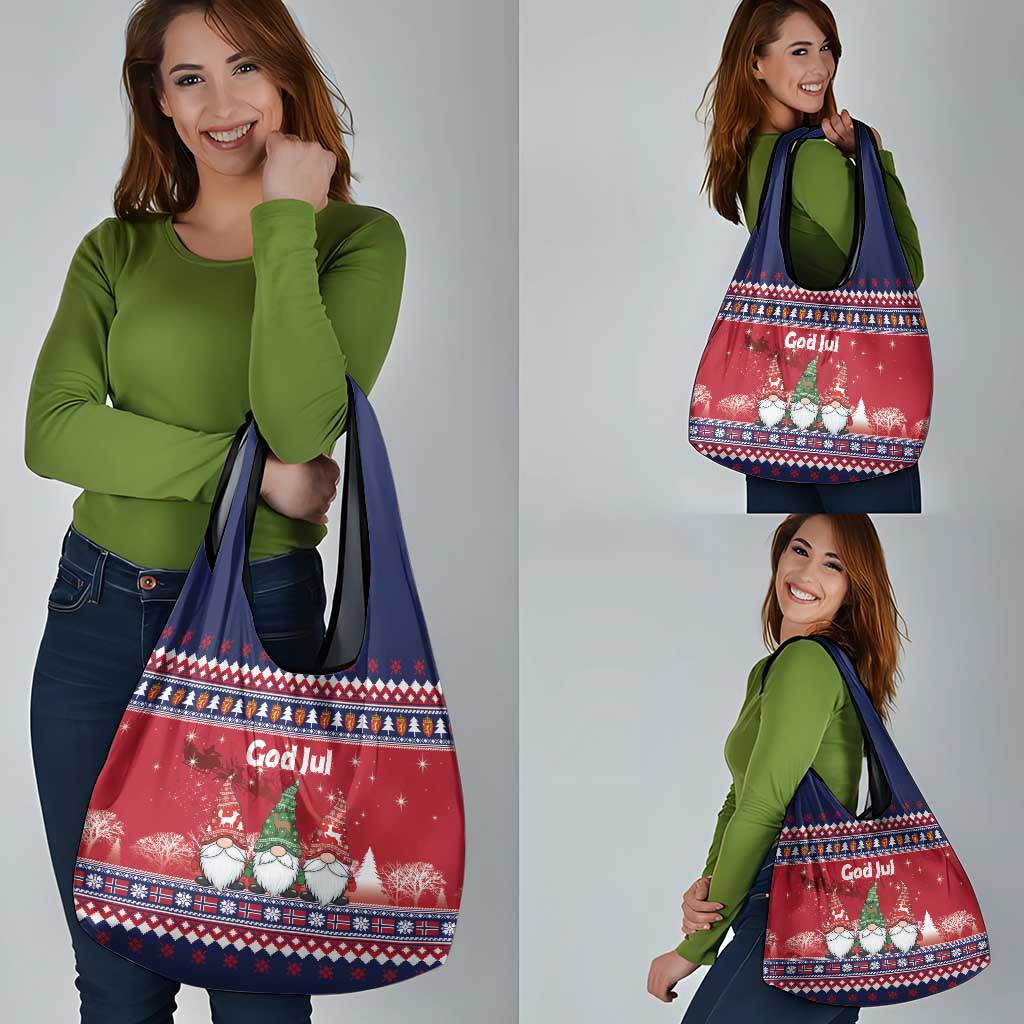 Norway Nisse Christmas Grocery Bag God Jul Norwegian Christmas Pattern - Wonder Print Shop