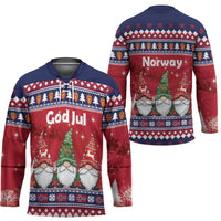 Norway Nisse Christmas Hockey Jersey God Jul Norwegian Christmas Pattern - Wonder Print Shop