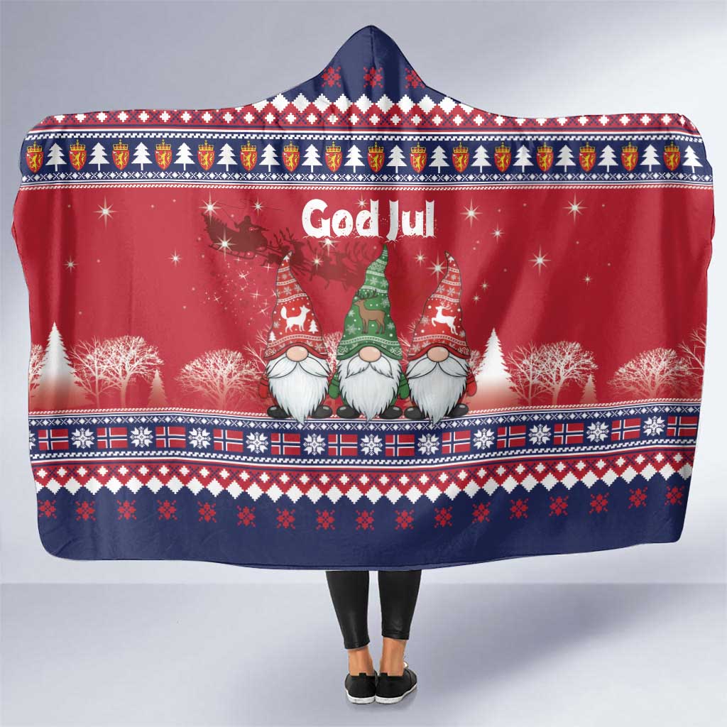 Norway Nisse Christmas Hooded Blanket God Jul Norwegian Christmas Pattern - Wonder Print Shop