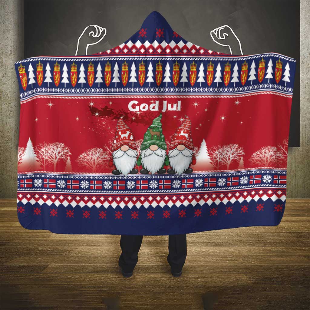 Norway Nisse Christmas Hooded Blanket God Jul Norwegian Christmas Pattern - Wonder Print Shop