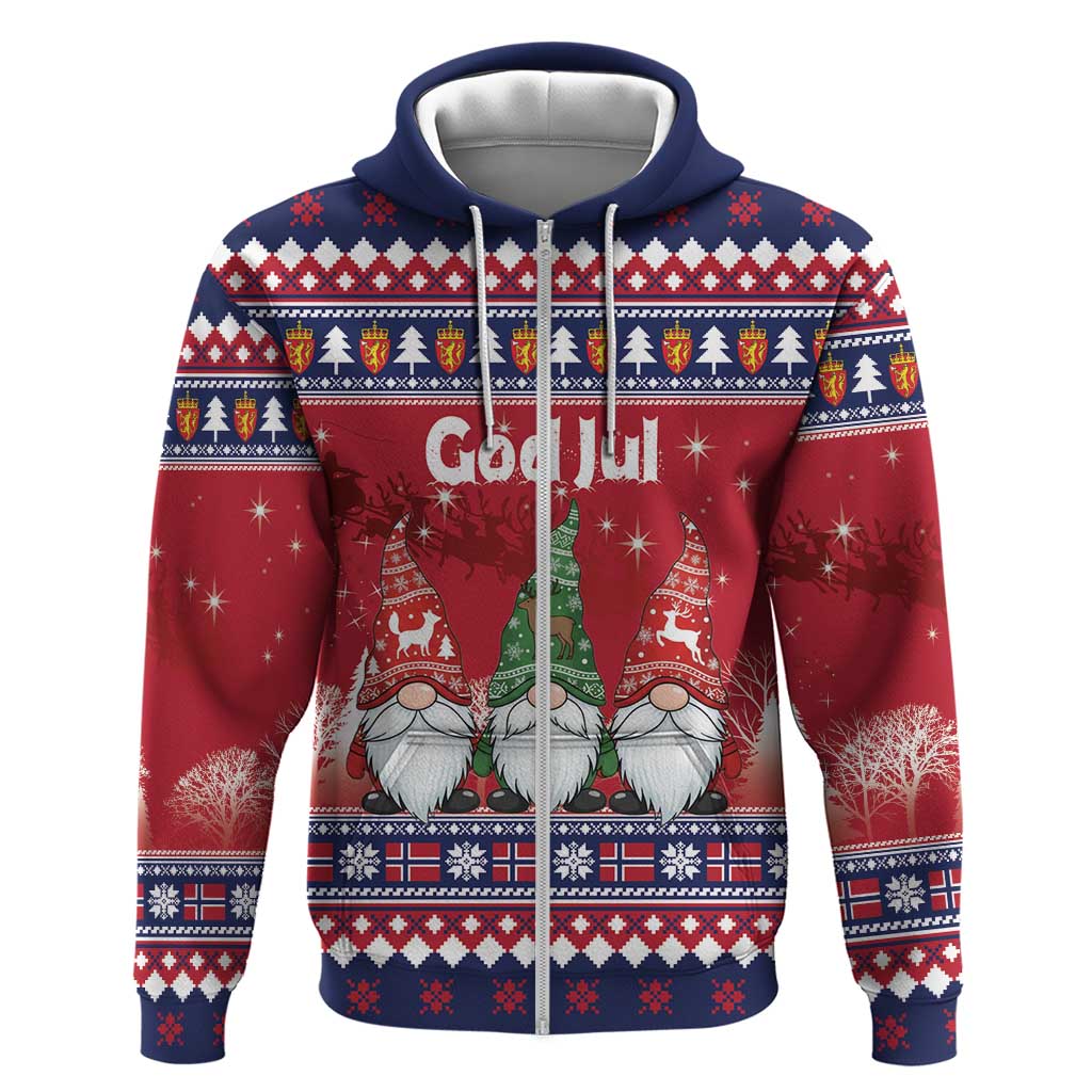 Norway Nisse Christmas Hoodie God Jul Norwegian Christmas Pattern - Wonder Print Shop