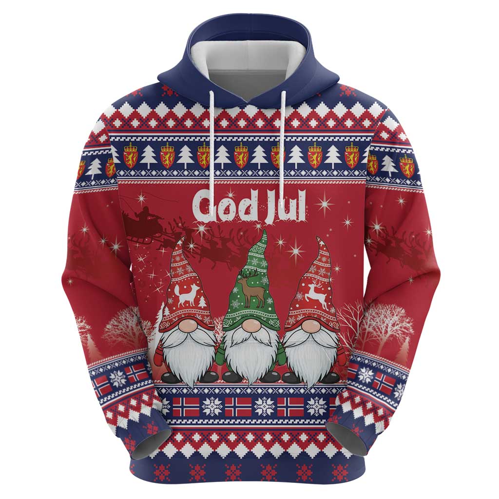Norway Nisse Christmas Hoodie God Jul Norwegian Christmas Pattern - Wonder Print Shop