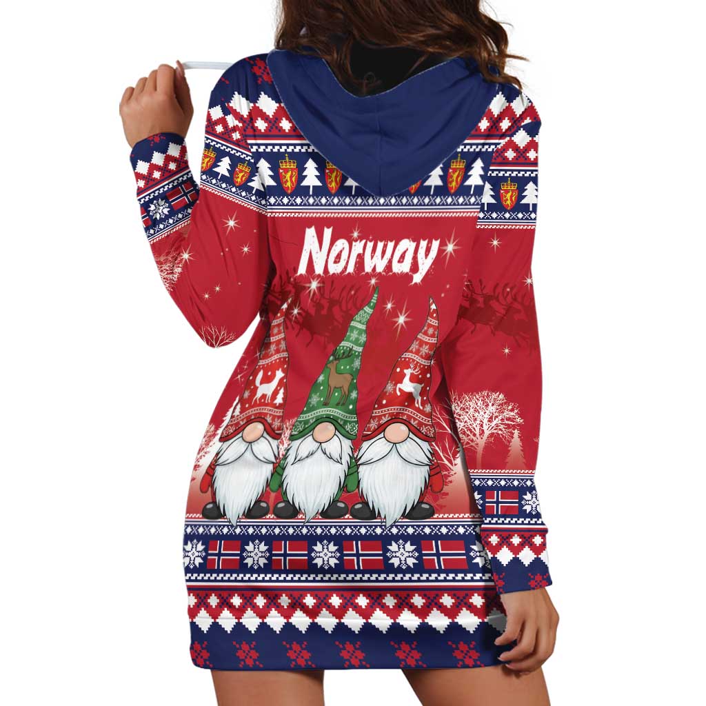 Norway Nisse Christmas Hoodie Dress God Jul Norwegian Christmas Pattern - Wonder Print Shop