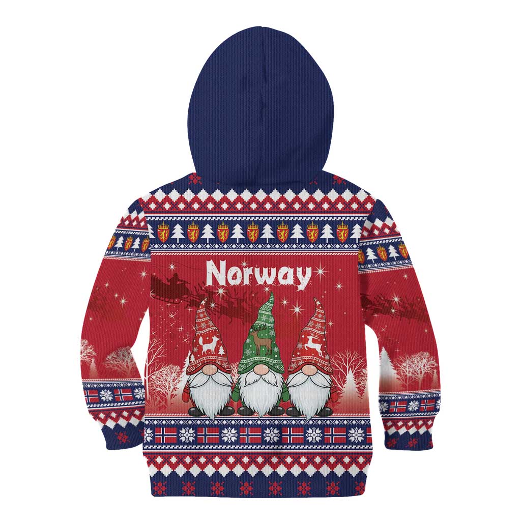 Norway Nisse Christmas Kid Hoodie God Jul Norwegian Christmas Pattern - Wonder Print Shop