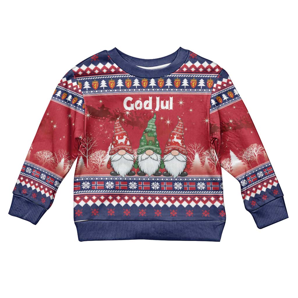 Norway Nisse Christmas Kid Ugly Christmas Sweater God Jul Norwegian Christmas Pattern - Wonder Print Shop