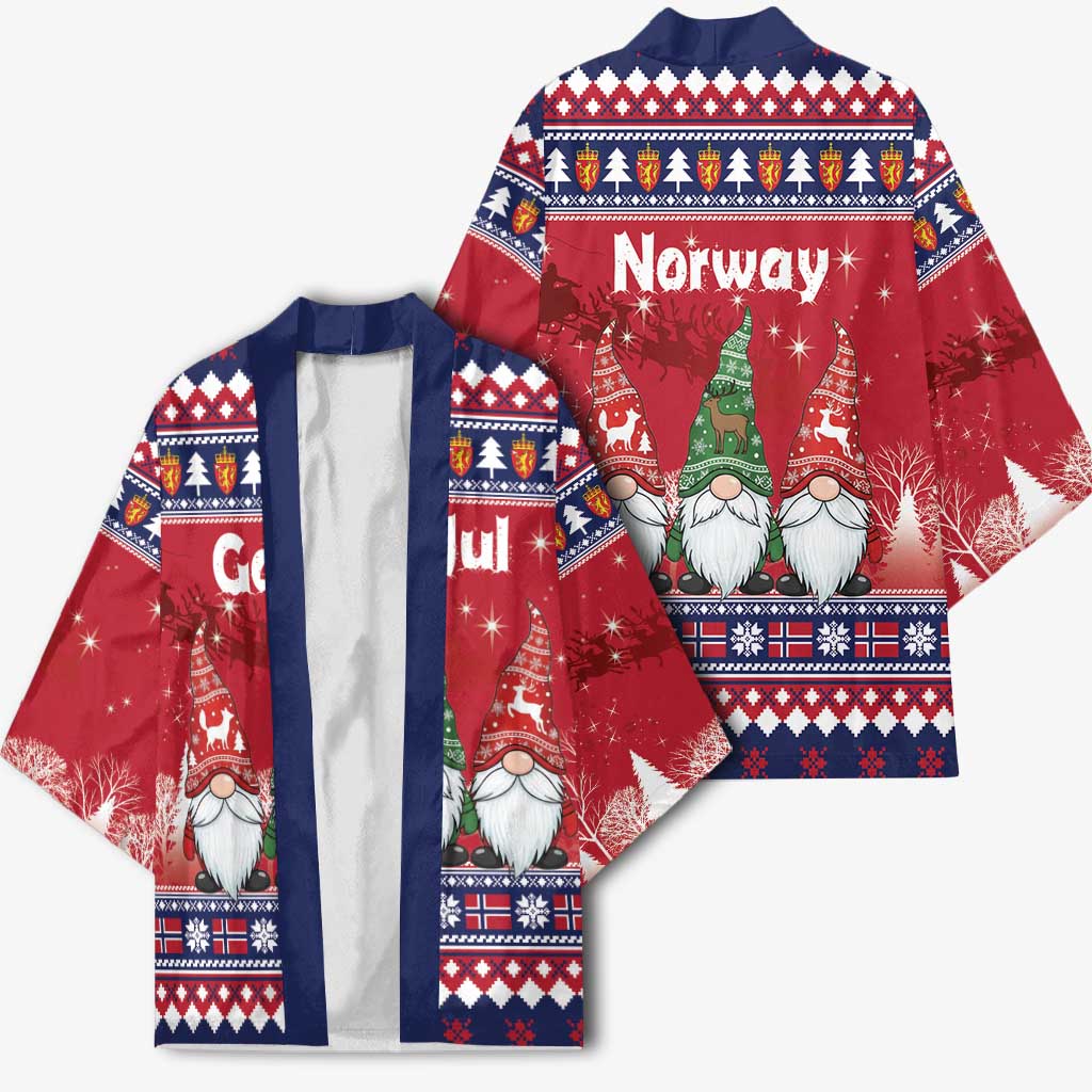 Norway Nisse Christmas Kimono God Jul Norwegian Christmas Pattern - Wonder Print Shop