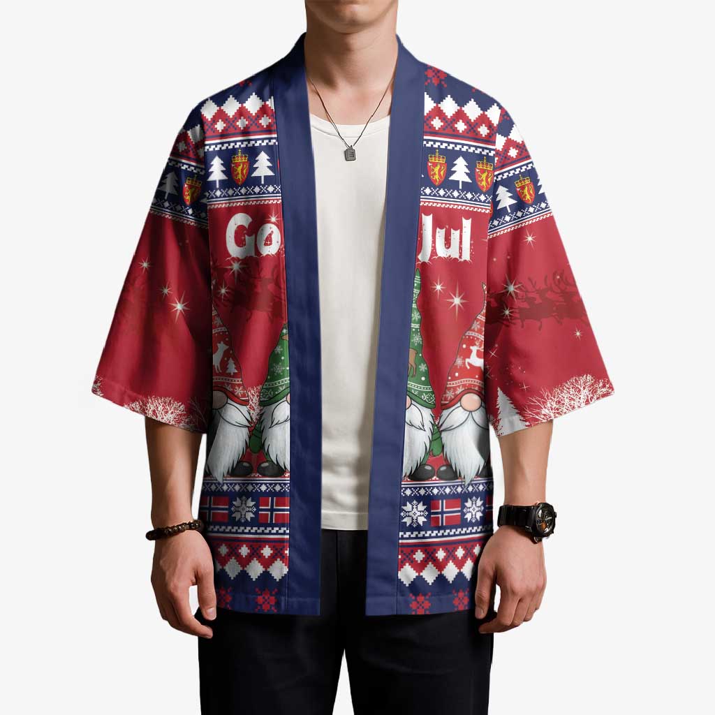 Norway Nisse Christmas Kimono God Jul Norwegian Christmas Pattern - Wonder Print Shop