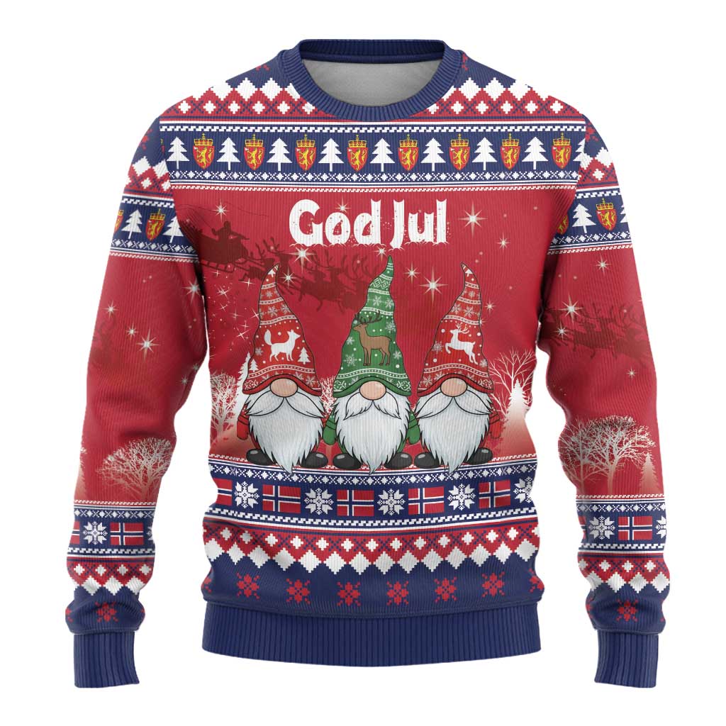 Norway Nisse Christmas Ugly Christmas Sweater God Jul Norwegian Christmas Pattern - Wonder Print Shop