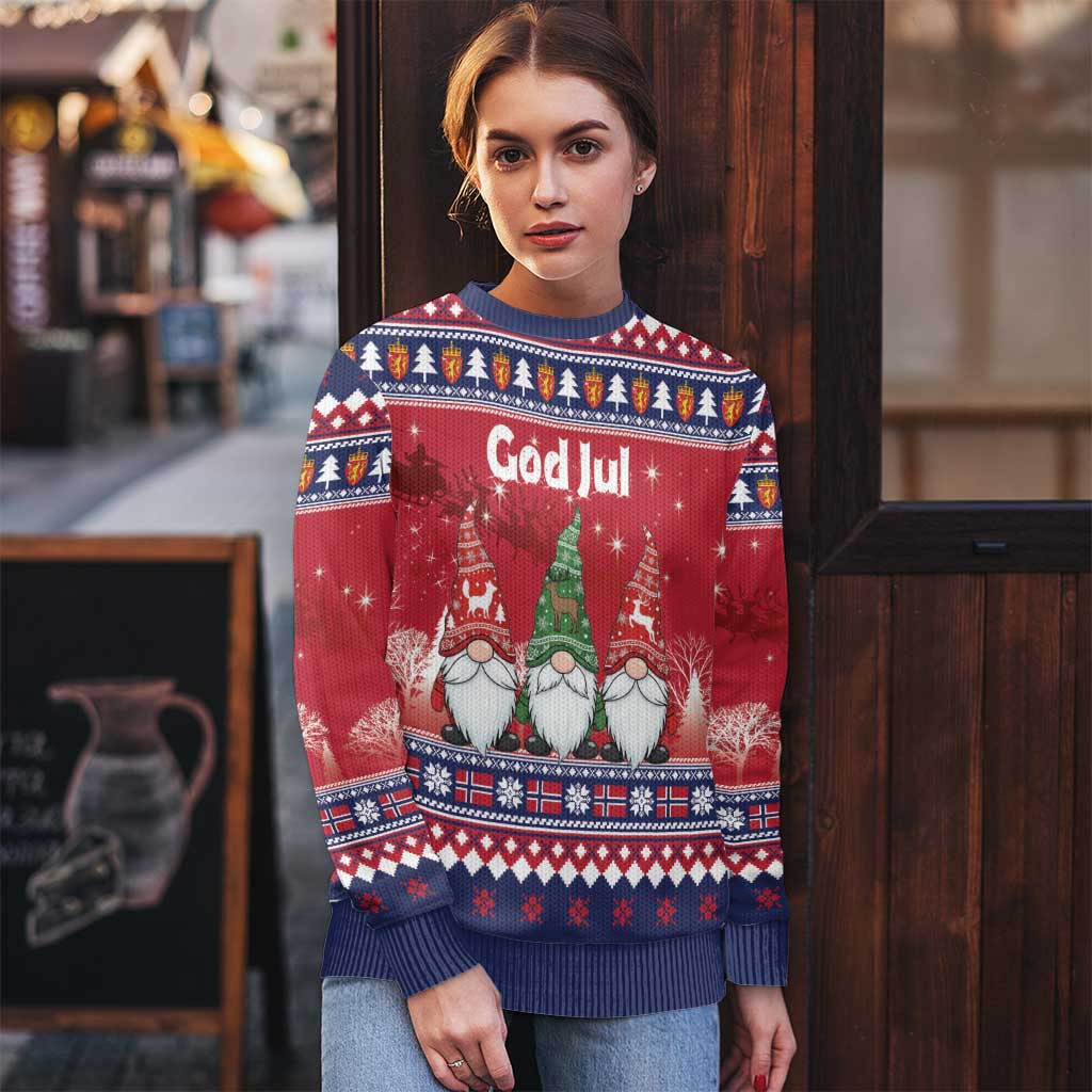 Norway Nisse Christmas Ugly Christmas Sweater God Jul Norwegian Christmas Pattern - Wonder Print Shop