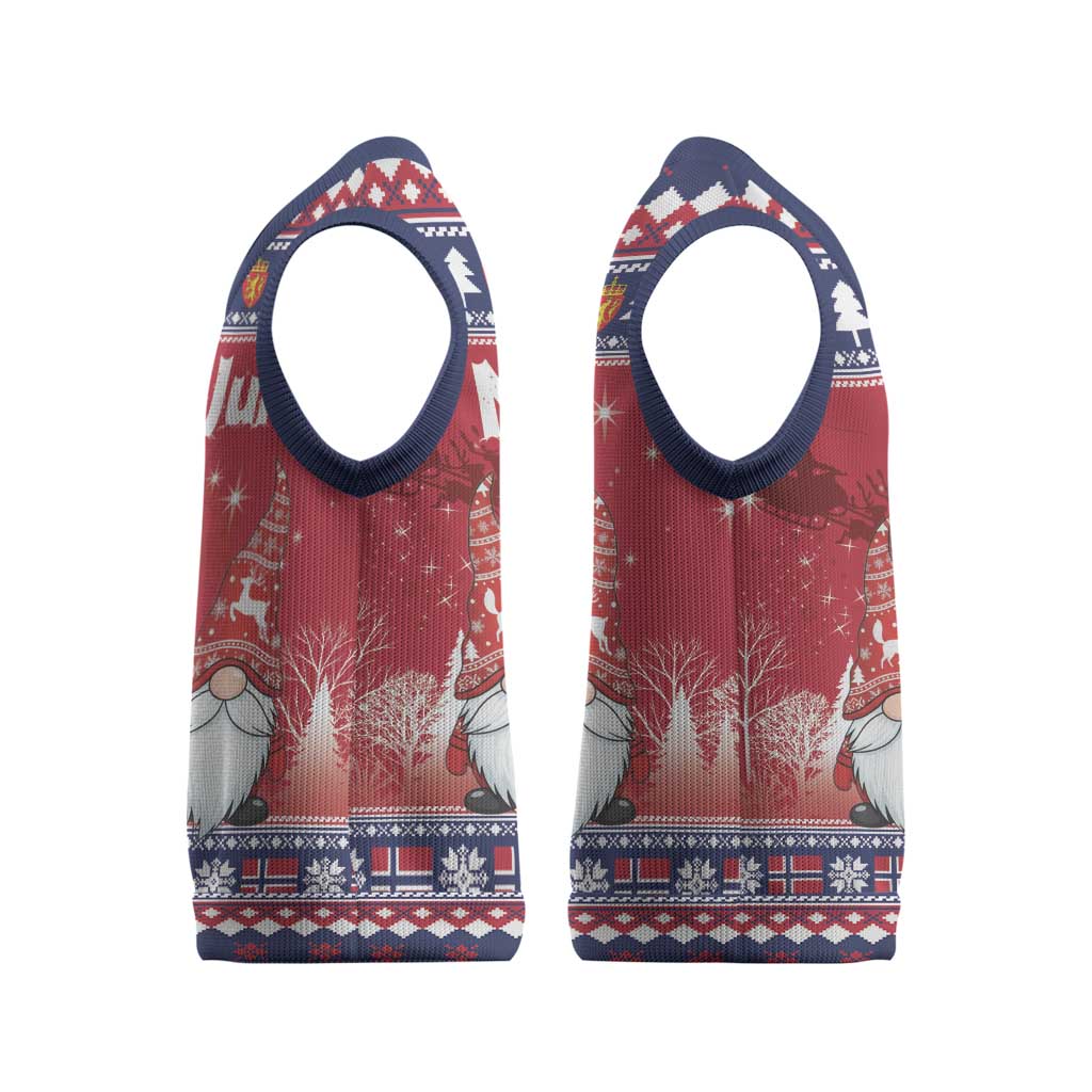 Norway Nisse Christmas Knitted V-Neck Vest God Jul Norwegian Christmas Pattern - Wonder Print Shop