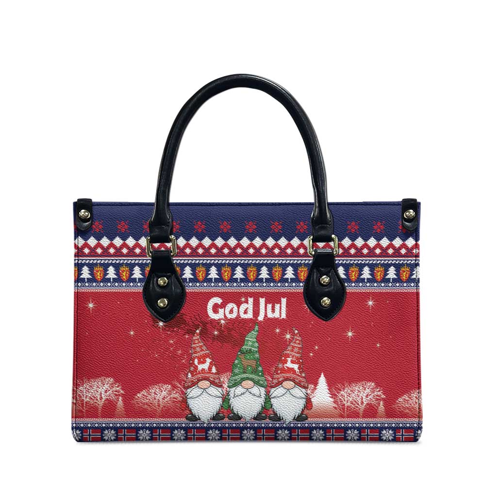 Norway Nisse Christmas Leather Bag God Jul Norwegian Christmas Pattern - Wonder Print Shop