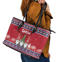 Norway Nisse Christmas Leather Tote Bag God Jul Norwegian Christmas Pattern - Wonder Print Shop