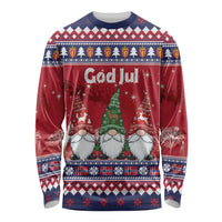 Norway Nisse Christmas Long Sleeve Shirt God Jul Norwegian Christmas Pattern - Wonder Print Shop