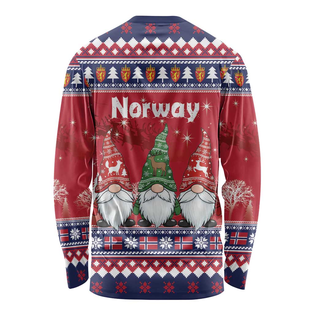 Norway Nisse Christmas Long Sleeve Shirt God Jul Norwegian Christmas Pattern - Wonder Print Shop