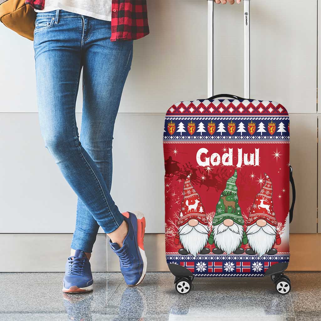 Norway Nisse Christmas Luggage Cover God Jul Norwegian Christmas Pattern - Wonder Print Shop