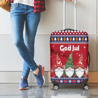 Norway Nisse Christmas Luggage Cover God Jul Norwegian Christmas Pattern - Wonder Print Shop