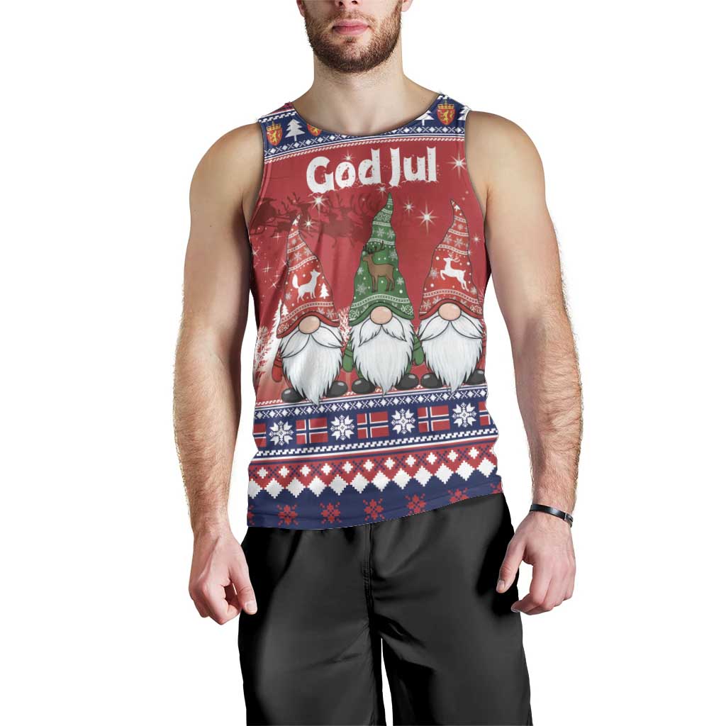 Norway Nisse Christmas Men Tank Top God Jul Norwegian Christmas Pattern - Wonder Print Shop