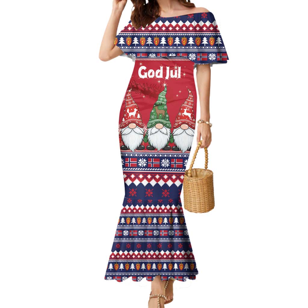 Norway Nisse Christmas Mermaid Dress God Jul Norwegian Christmas Pattern - Wonder Print Shop