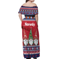 Norway Nisse Christmas Off Shoulder Maxi Dress God Jul Norwegian Christmas Pattern - Wonder Print Shop