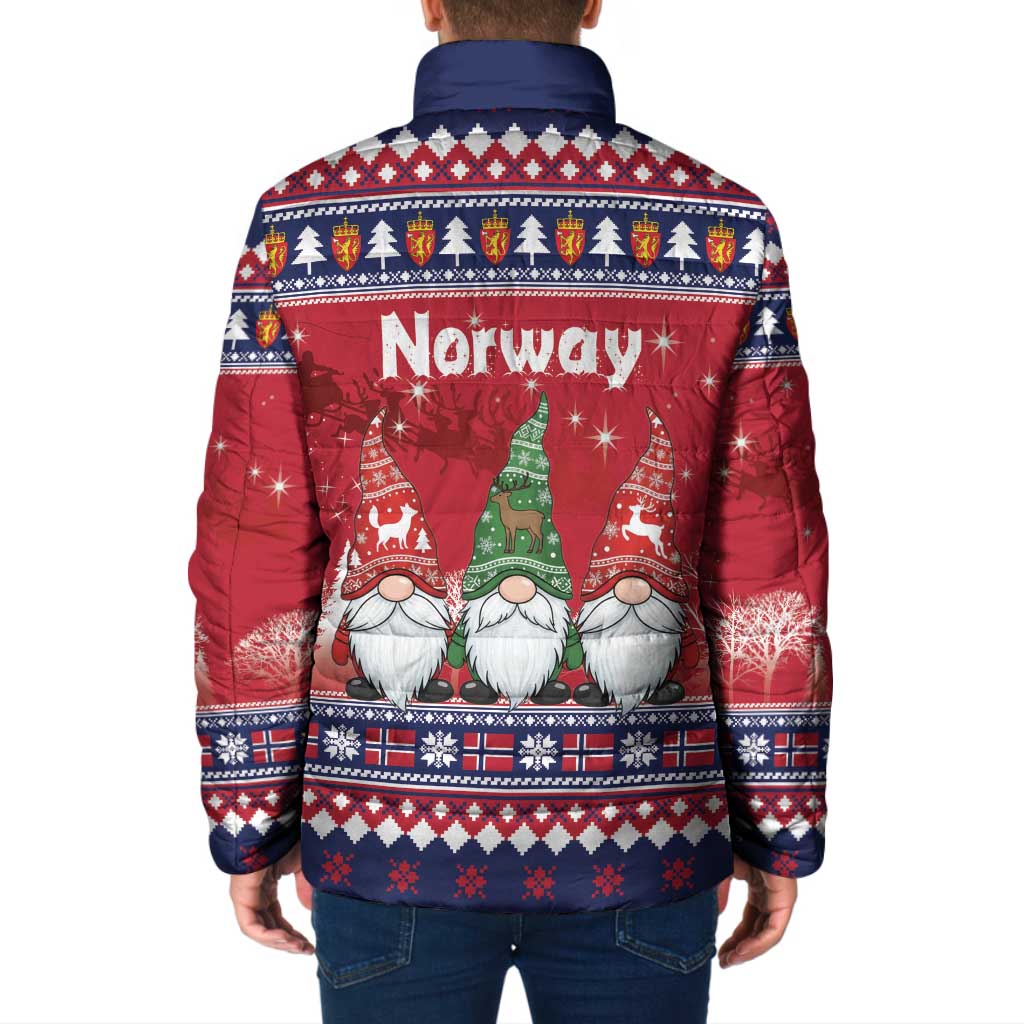 Norway Nisse Christmas Padded Jacket God Jul Norwegian Christmas Pattern - Wonder Print Shop