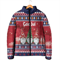 Norway Nisse Christmas Padded Jacket God Jul Norwegian Christmas Pattern - Wonder Print Shop