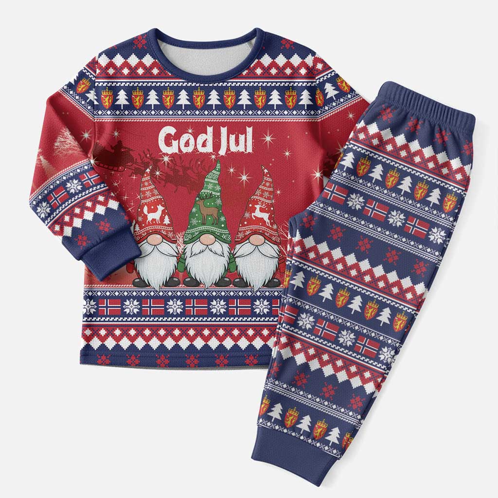 Norway Nisse Christmas Pajama Set God Jul Norwegian Christmas Pattern - Wonder Print Shop