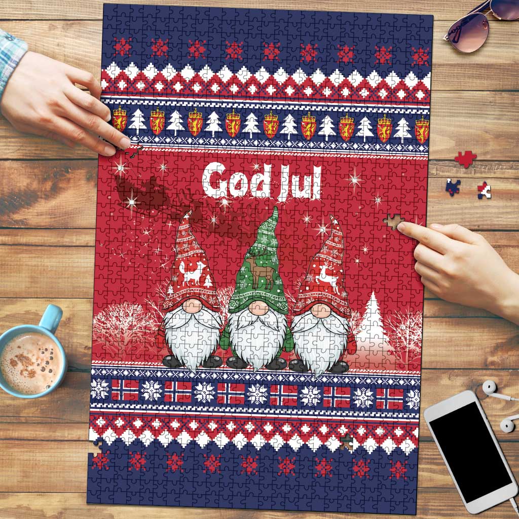 Norway Nisse Christmas Puzzle God Jul Norwegian Christmas Pattern - Wonder Print Shop