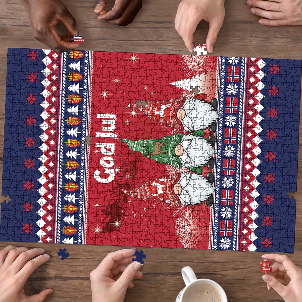 Norway Nisse Christmas Puzzle God Jul Norwegian Christmas Pattern - Wonder Print Shop