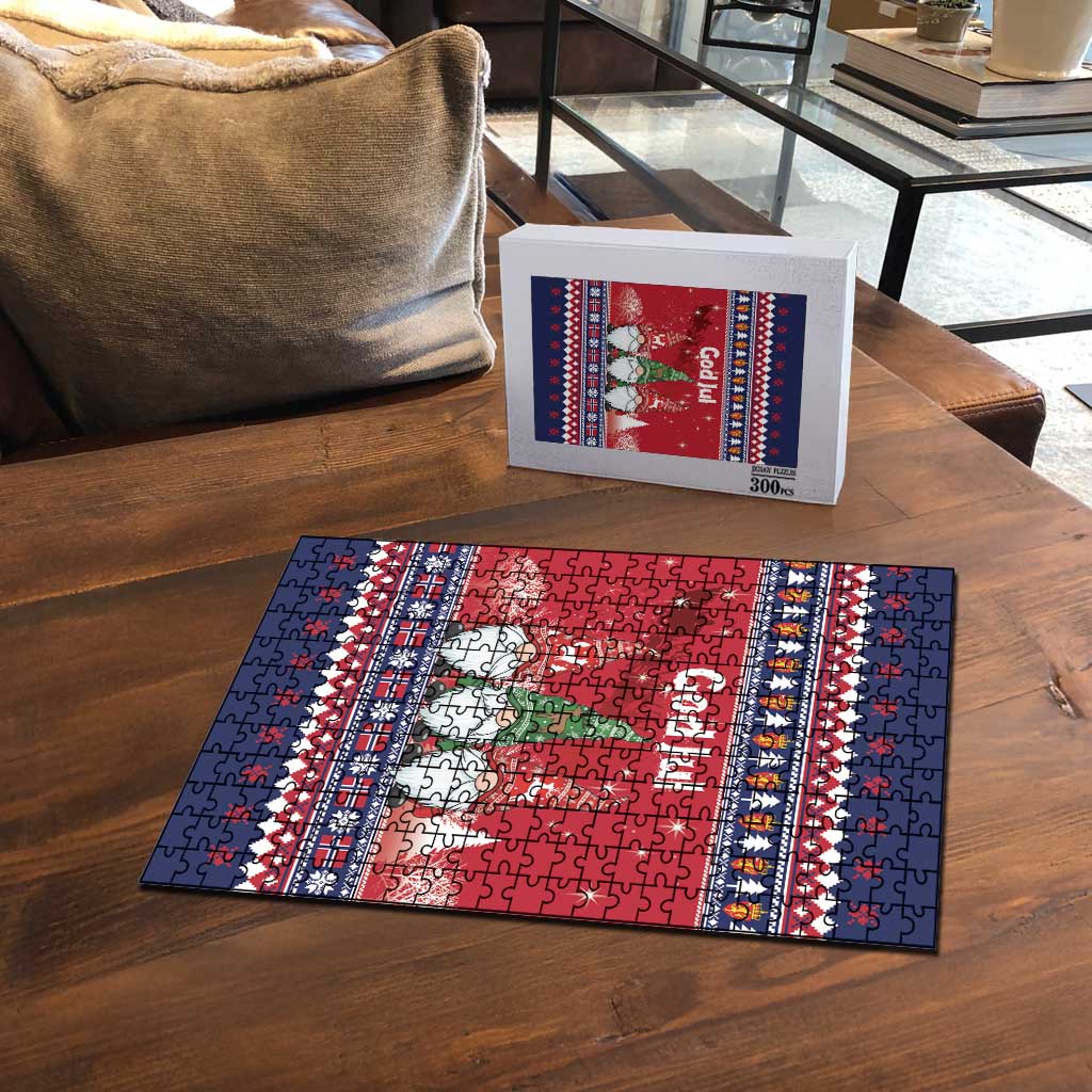 Norway Nisse Christmas Puzzle God Jul Norwegian Christmas Pattern - Wonder Print Shop