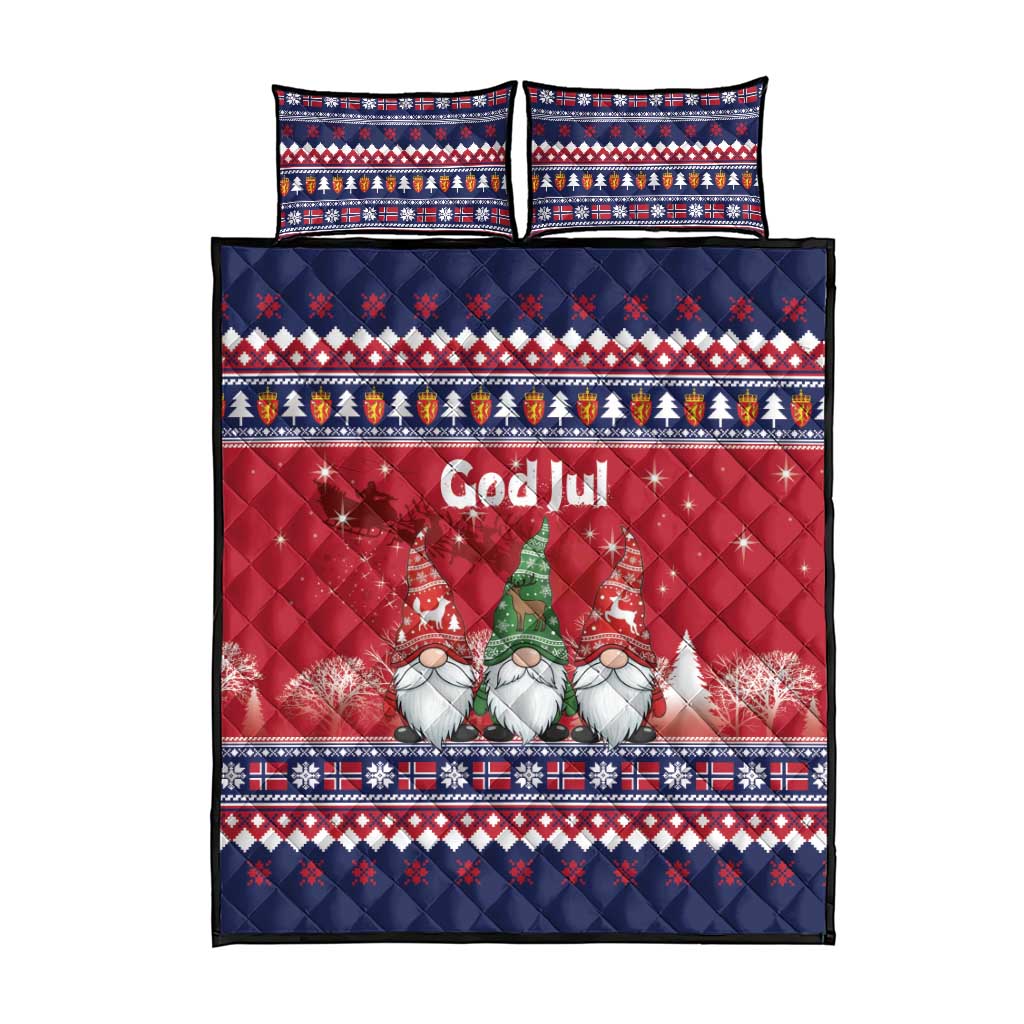 Norway Nisse Christmas Quilt Bed Set God Jul Norwegian Christmas Pattern - Wonder Print Shop