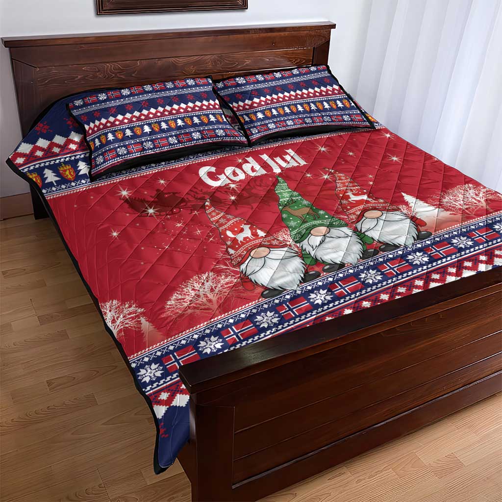 Norway Nisse Christmas Quilt Bed Set God Jul Norwegian Christmas Pattern - Wonder Print Shop