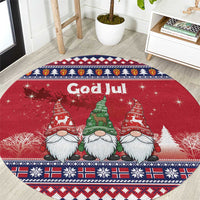 Norway Nisse Christmas Round Carpet God Jul Norwegian Christmas Pattern - Wonder Print Shop