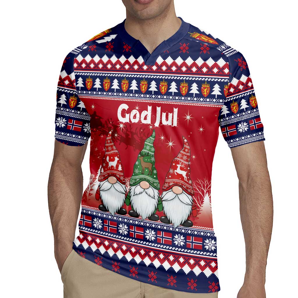Norway Nisse Christmas Rugby Jersey God Jul Norwegian Christmas Pattern - Wonder Print Shop