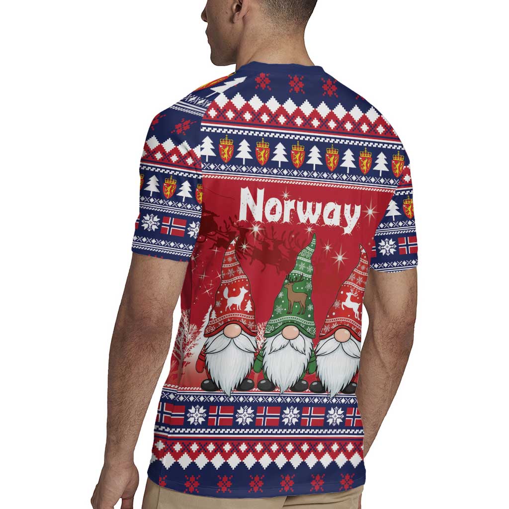 Norway Nisse Christmas Rugby Jersey God Jul Norwegian Christmas Pattern - Wonder Print Shop
