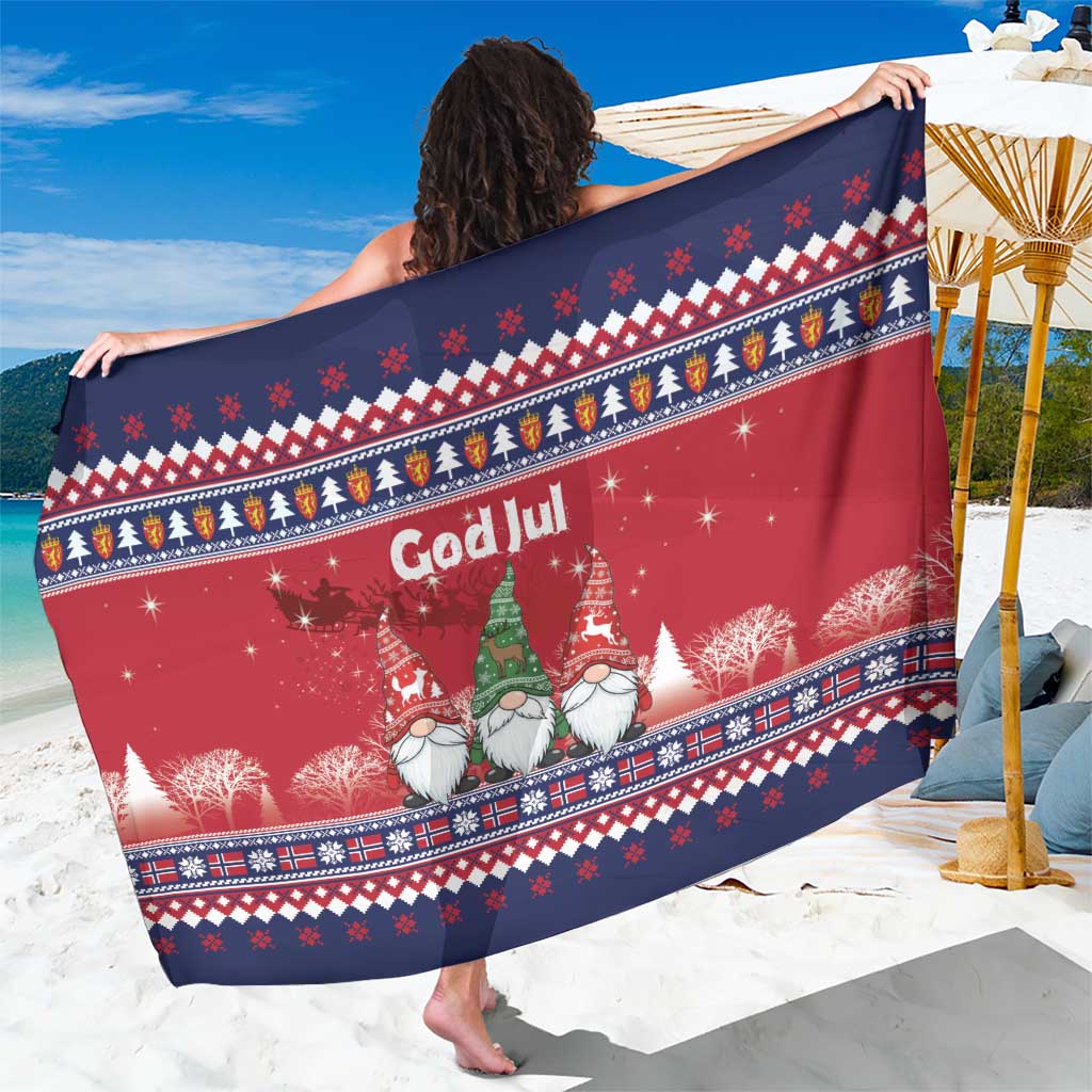 Norway Nisse Christmas Sarong God Jul Norwegian Christmas Pattern - Wonder Print Shop