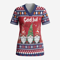 Norway Nisse Christmas Scrub Top God Jul Norwegian Christmas Pattern - Wonder Print Shop
