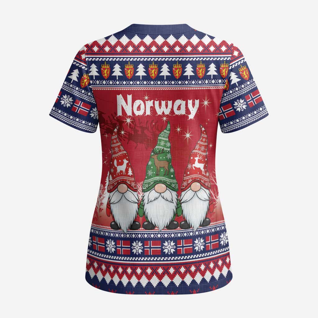 Norway Nisse Christmas Scrub Top God Jul Norwegian Christmas Pattern - Wonder Print Shop