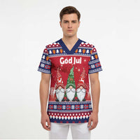 Norway Nisse Christmas Scrub Top God Jul Norwegian Christmas Pattern - Wonder Print Shop