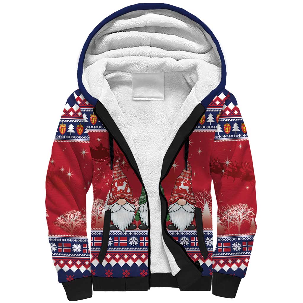 Norway Nisse Christmas Sherpa Hoodie God Jul Norwegian Christmas Pattern - Wonder Print Shop