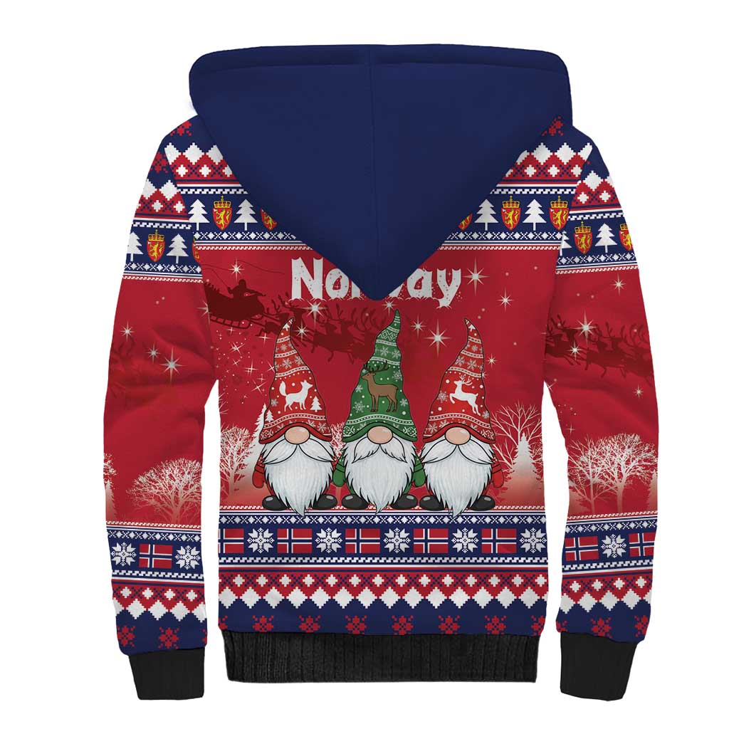 Norway Nisse Christmas Sherpa Hoodie God Jul Norwegian Christmas Pattern - Wonder Print Shop