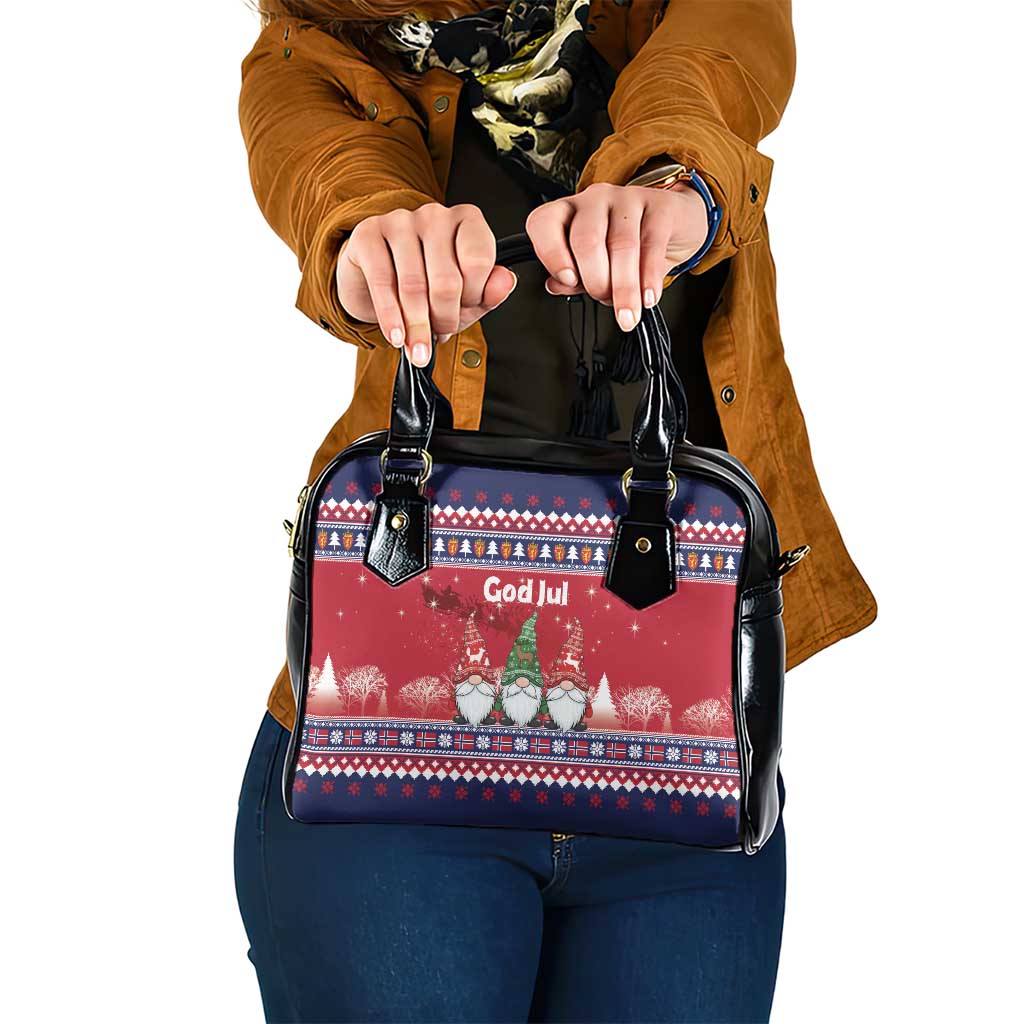 Norway Nisse Christmas Shoulder Handbag God Jul Norwegian Christmas Pattern - Wonder Print Shop