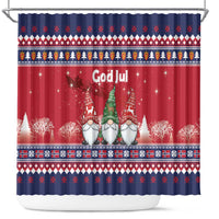 Norway Nisse Christmas Shower Curtain God Jul Norwegian Christmas Pattern - Wonder Print Shop