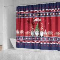 Norway Nisse Christmas Shower Curtain God Jul Norwegian Christmas Pattern - Wonder Print Shop
