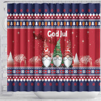 Norway Nisse Christmas Shower Curtain God Jul Norwegian Christmas Pattern - Wonder Print Shop